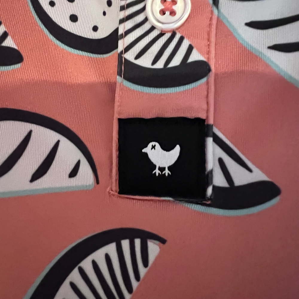 Bad Birdie Polo Shirt Mens Size Small Golf Fruit Slices Wedges Orange black